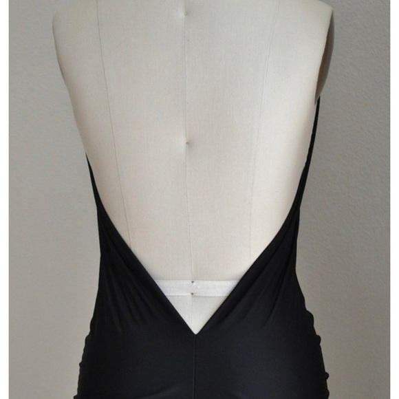 Black Backless Drape Halter Top - Picture 2 of 16